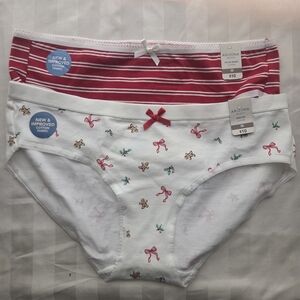 Arizona Jean Company Christmas Red Striped and White Patterned Panties